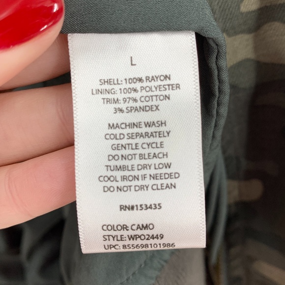 Beachlunchlounge Olive Green Camo Bomber Jacket Sz L - Picture 8 of 10